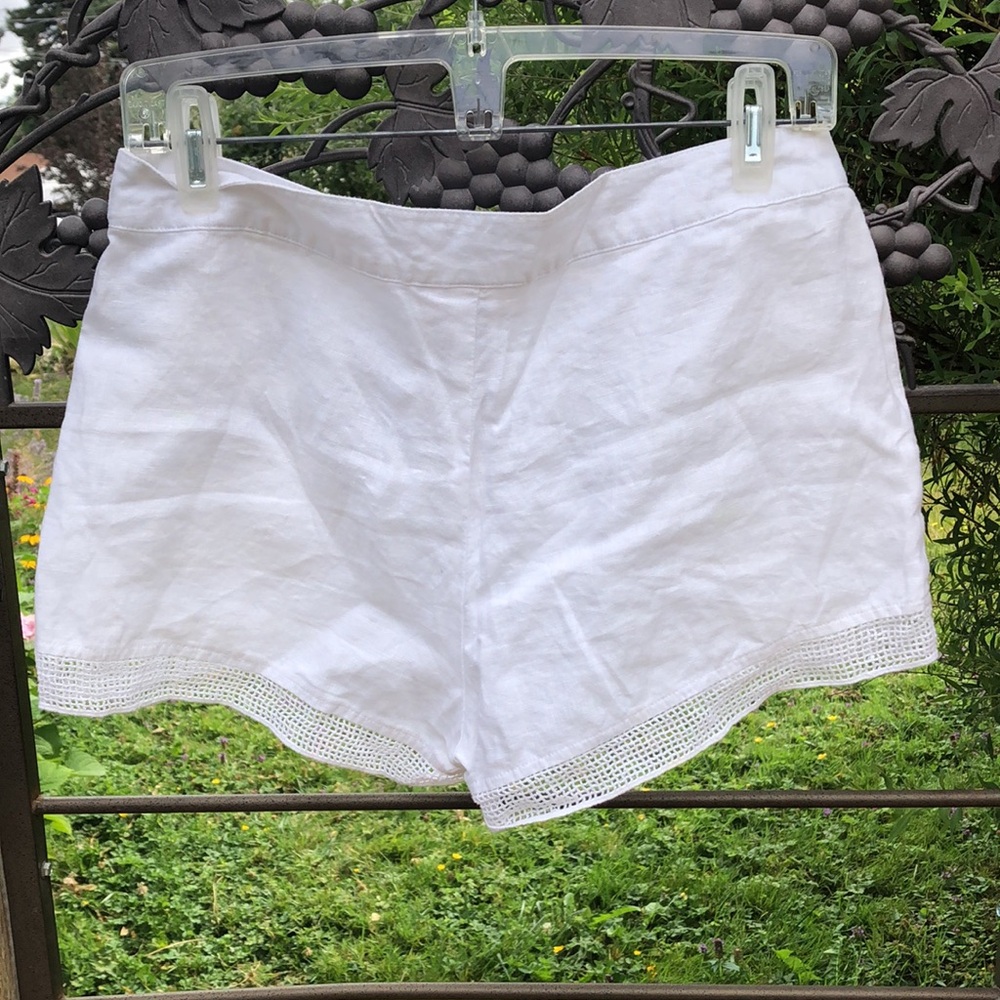 La Blanca white linen lace trimmed shorts size S - Picture 2 of 4
